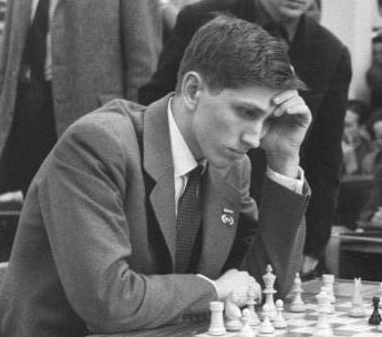 Bobby Fischer at the age of 17 playing world c...